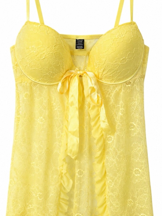 La SENZA Other - La Senza Yellow Lace Babydoll Chemise with Ribbon Tie Y2K Ethereal Fairycore